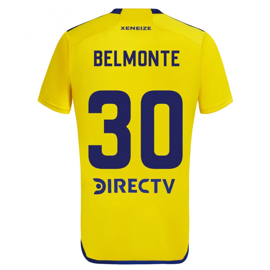 Kids Football Tomás Belmonte #30 Yellow Blue Away Jersey 2024/25 T-Shirt Nz