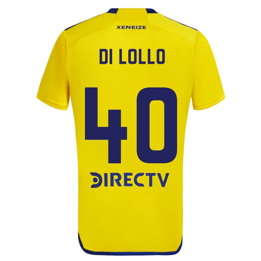 Kids Football Lautaro Di Lollo #40 Yellow Blue Away Jersey 2024/25 T-Shirt Nz