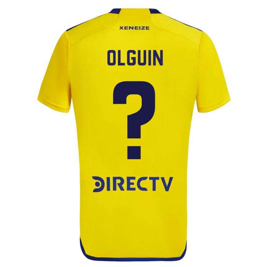 Kids Football Matias Olguin #0 Yellow Blue Away Jersey 2024/25 T-Shirt Nz