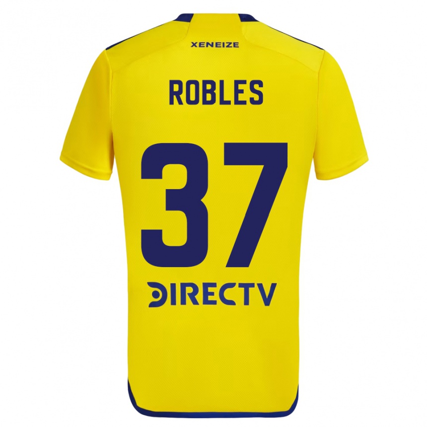 Kids Football Sebastián Díaz Robles #37 Yellow Blue Away Jersey 2024/25 T-Shirt Nz