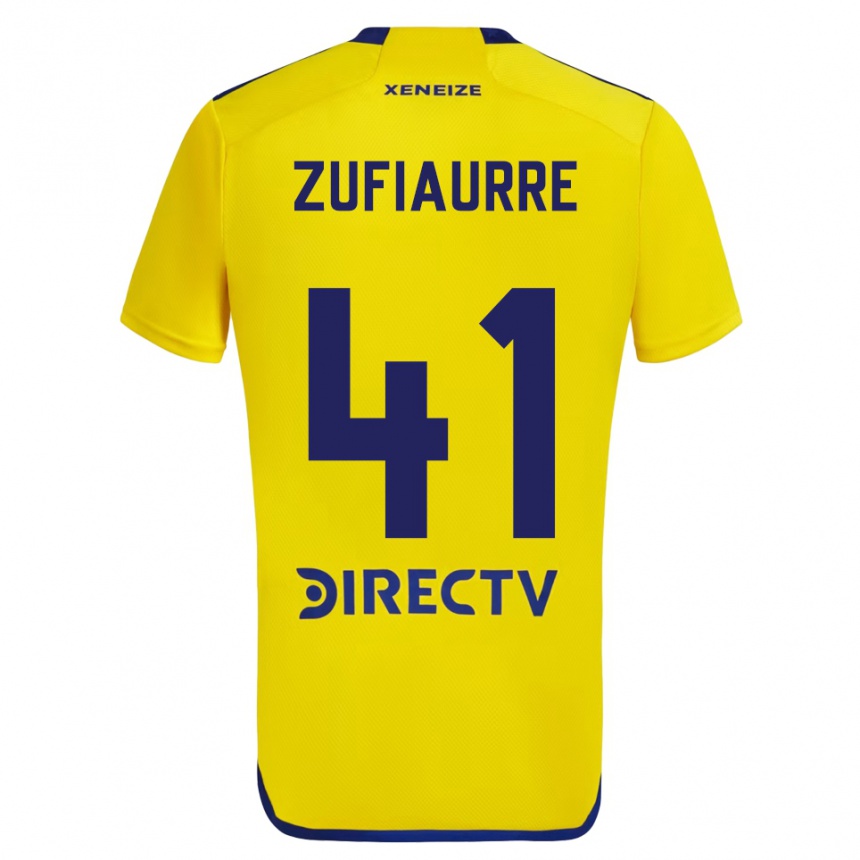 Kids Football Iker Zufiaurre #41 Yellow Blue Away Jersey 2024/25 T-Shirt Nz