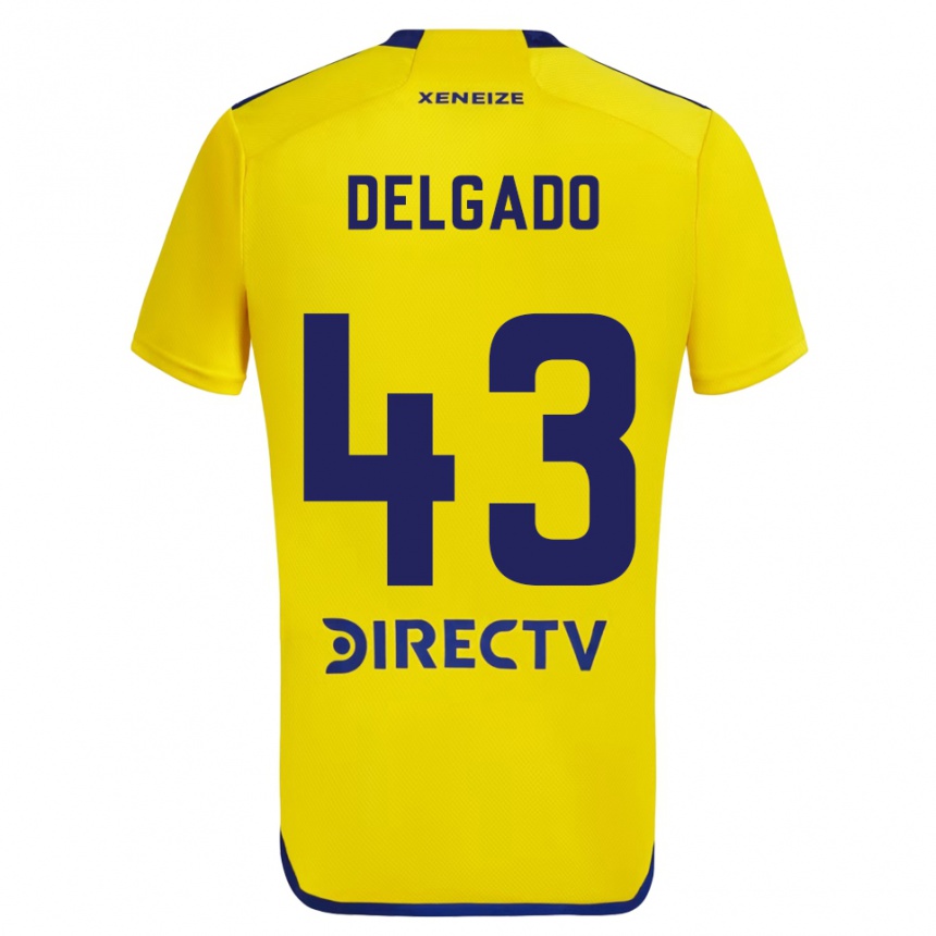 Kids Football Milton Delgado #43 Yellow Blue Away Jersey 2024/25 T-Shirt Nz