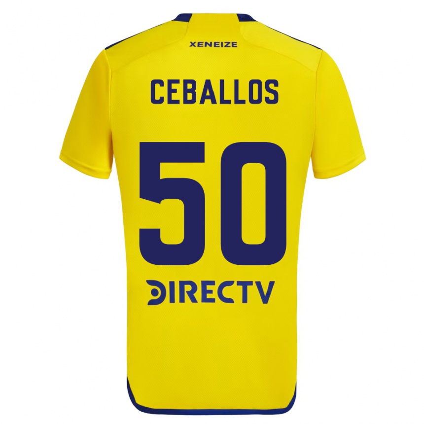 Kids Football Julián Ceballos #50 Yellow Blue Away Jersey 2024/25 T-Shirt Nz