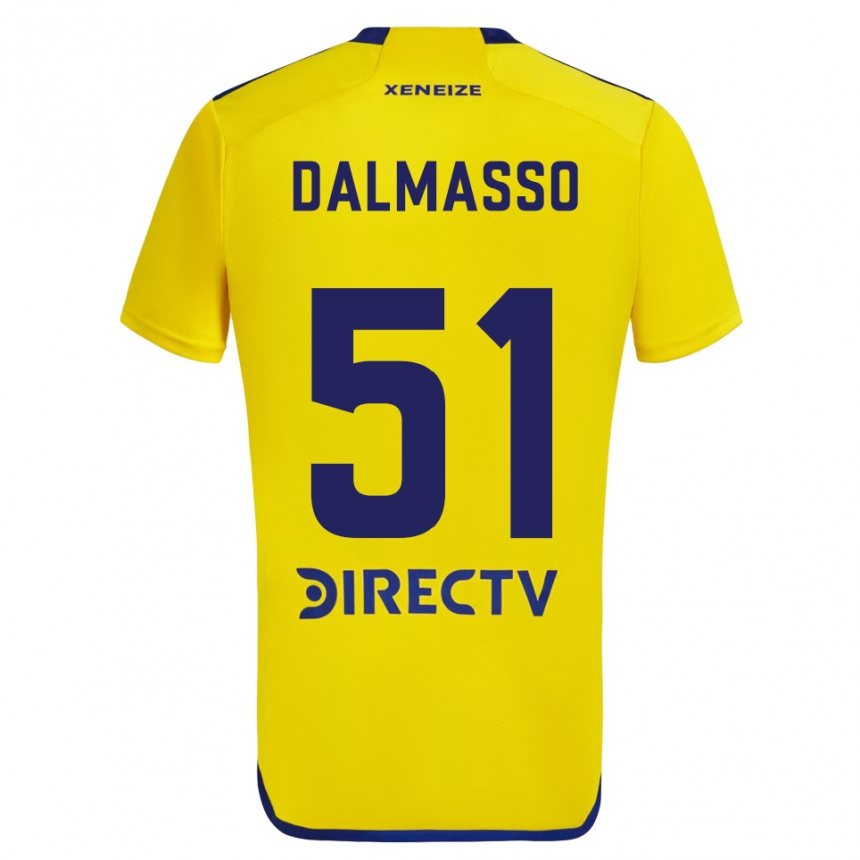 Kids Football Santiago Dalmasso #51 Yellow Blue Away Jersey 2024/25 T-Shirt Nz