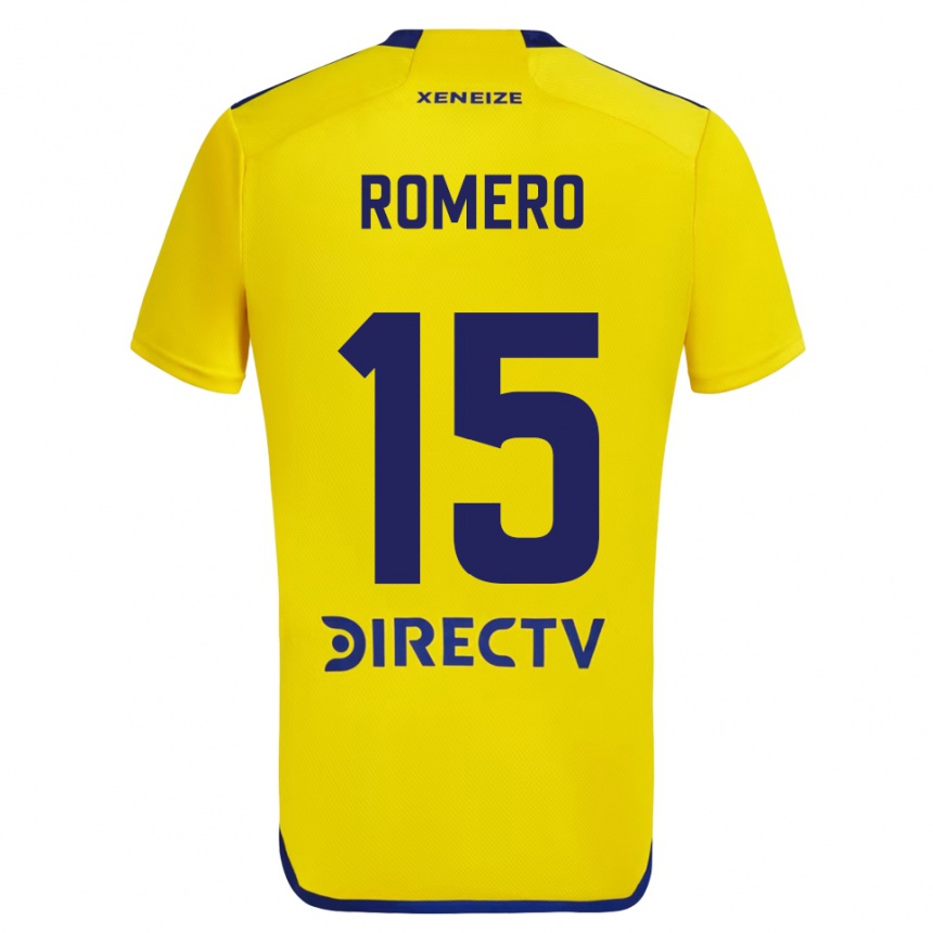 Kids Football Alejo Romero #15 Yellow Blue Away Jersey 2024/25 T-Shirt Nz