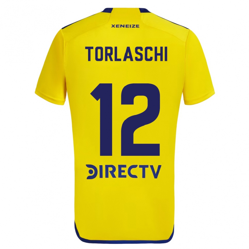 Kids Football Lucas Torlaschi #12 Yellow Blue Away Jersey 2024/25 T-Shirt Nz