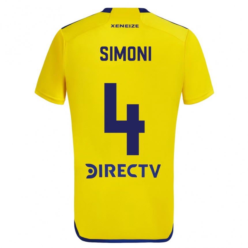 Kids Football Tiago Simoni #4 Yellow Blue Away Jersey 2024/25 T-Shirt Nz