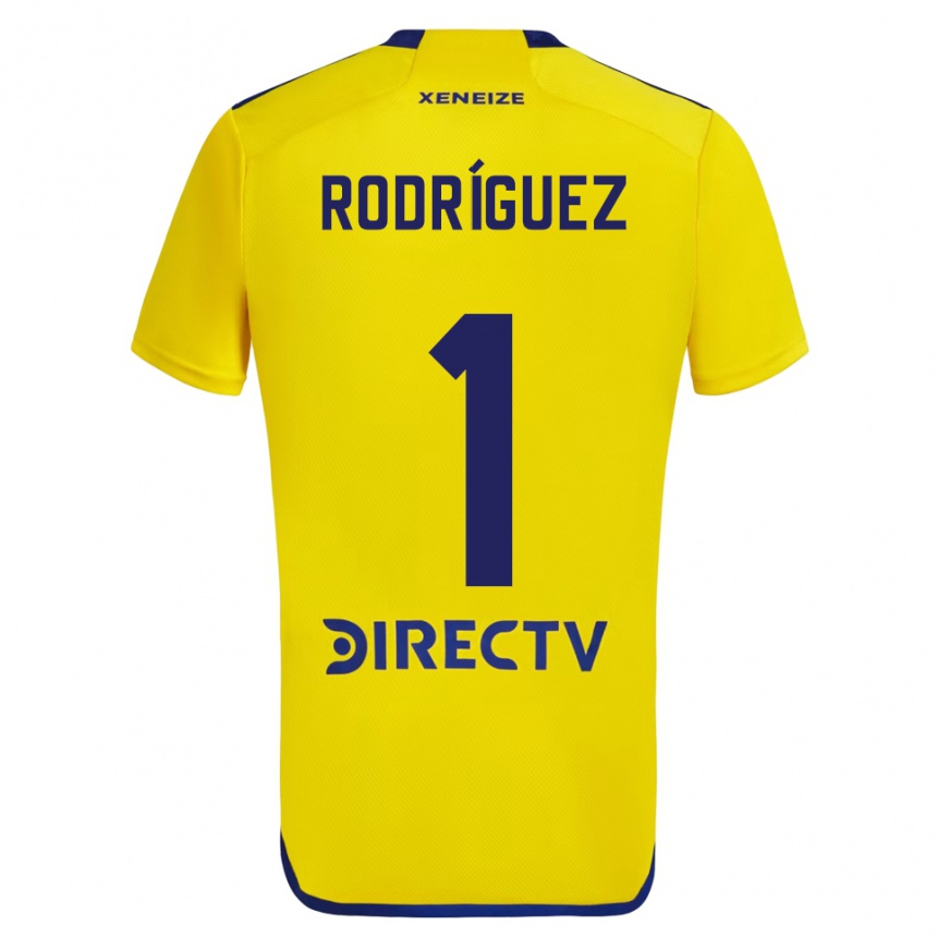 Kids Football Fernando Rodríguez #1 Yellow Blue Away Jersey 2024/25 T-Shirt Nz