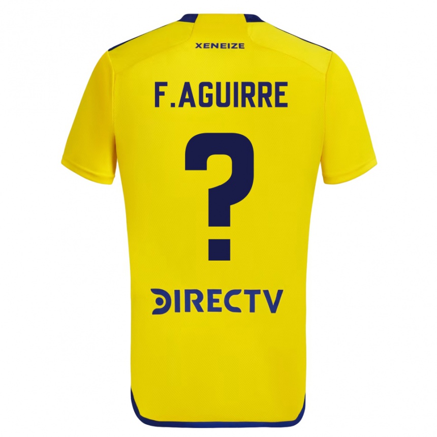 Kids Football Federico Aguirre #0 Yellow Blue Away Jersey 2024/25 T-Shirt Nz