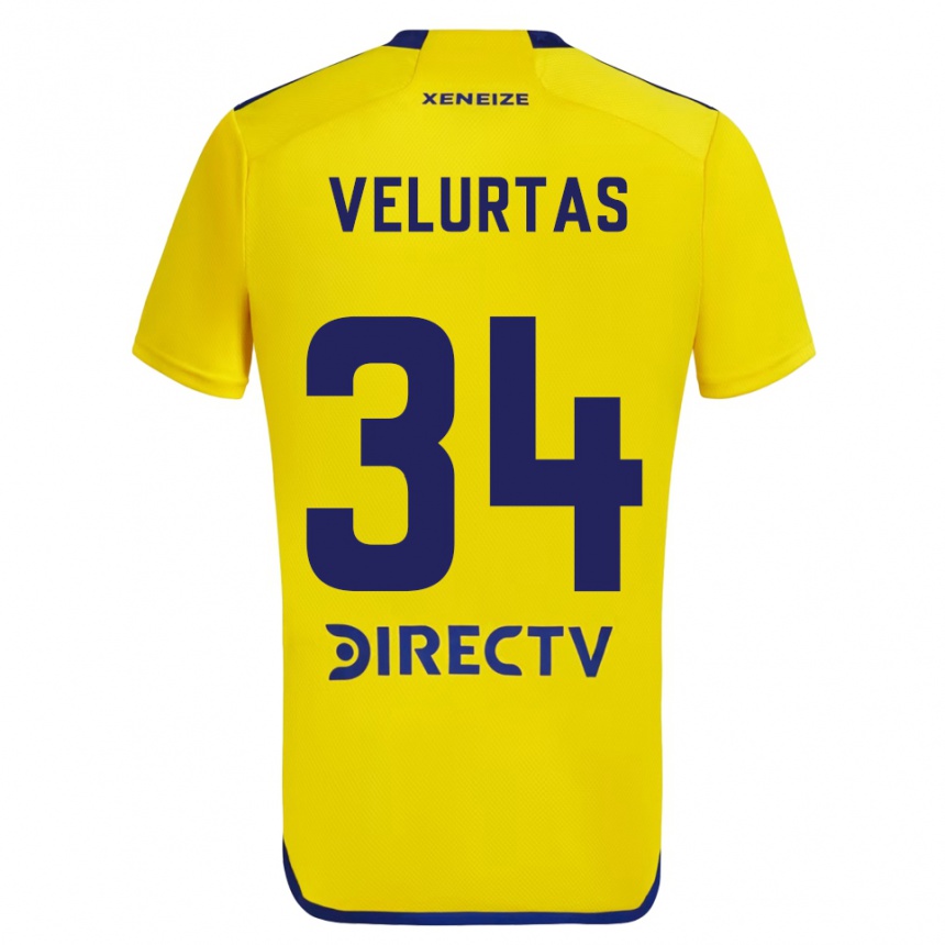 Kids Football Pedro Velurtas #34 Yellow Blue Away Jersey 2024/25 T-Shirt Nz