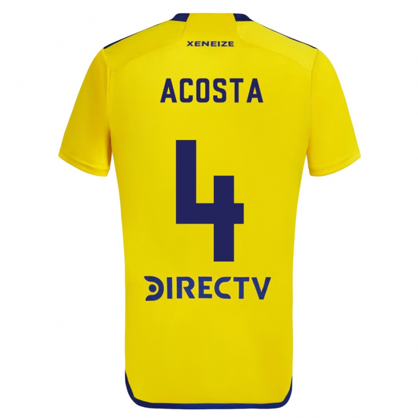 Kids Football Natan Acosta #4 Yellow Blue Away Jersey 2024/25 T-Shirt Nz