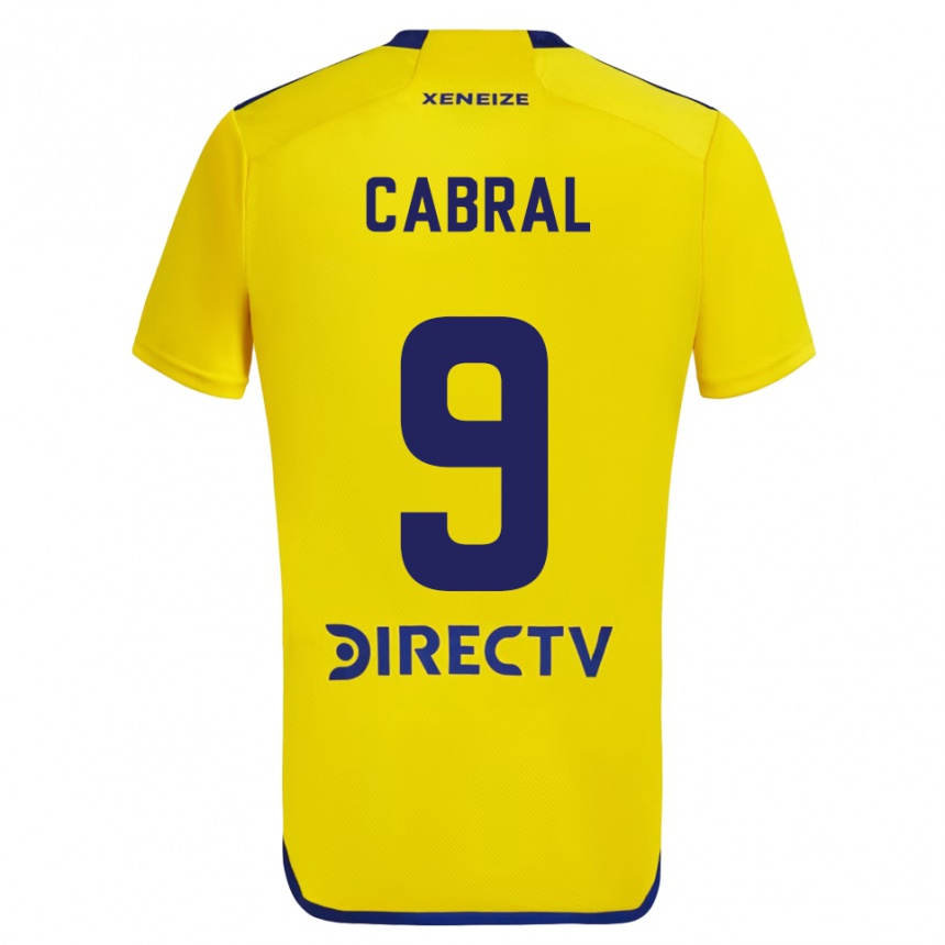 Kids Football Bruno Cabral #9 Yellow Blue Away Jersey 2024/25 T-Shirt Nz