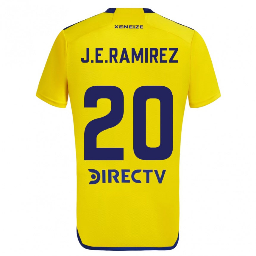 Kids Football Juan Edgardo Ramirez #20 Yellow Blue Away Jersey 2024/25 T-Shirt Nz