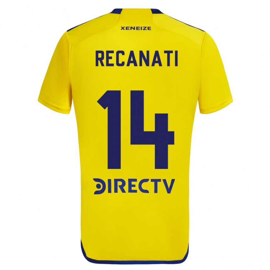 Kids Football Bianca Recanati #14 Yellow Blue Away Jersey 2024/25 T-Shirt Nz