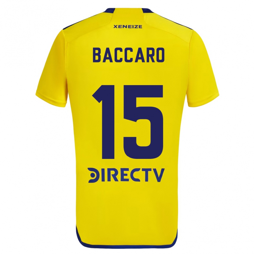 Kids Football Camila Baccaro #15 Yellow Blue Away Jersey 2024/25 T-Shirt Nz