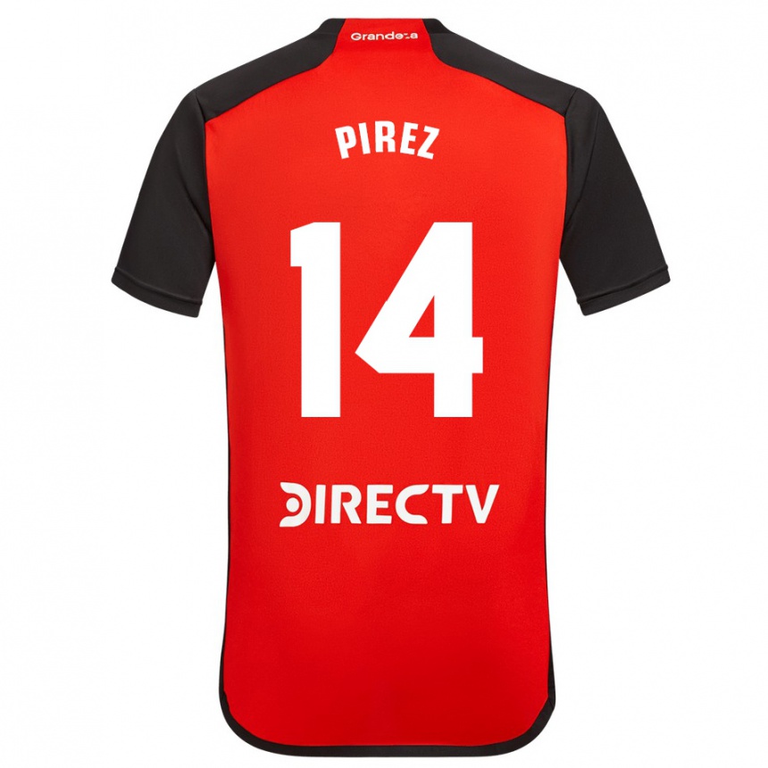 Kids Football Leandro González Pírez #14 Red Black White Away Jersey 2024/25 T-Shirt Nz