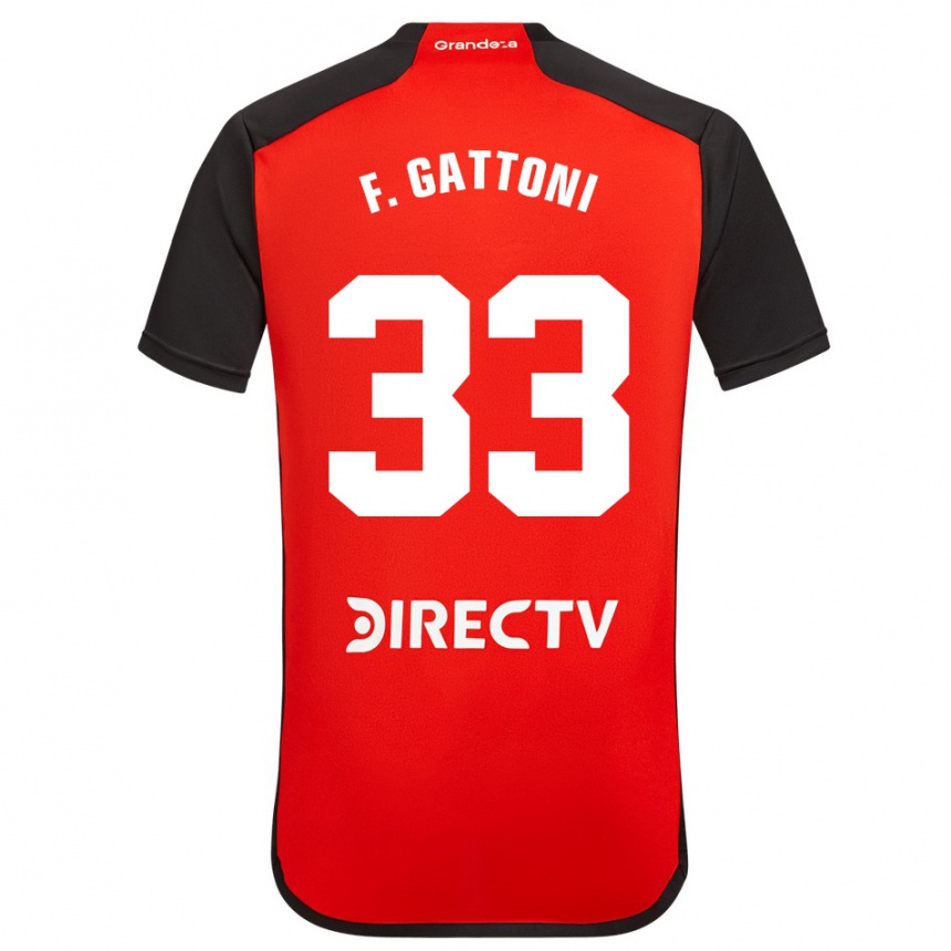 Kids Football Federico Gattoni #33 Red Black White Away Jersey 2024/25 T-Shirt Nz