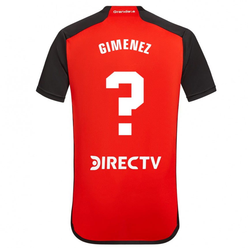 Kids Football Ulises Giménez #0 Red Black White Away Jersey 2024/25 T-Shirt Nz