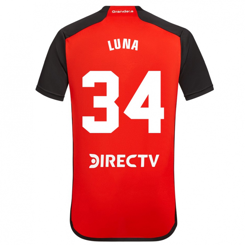 Kids Football Jonás Luna #34 Red Black White Away Jersey 2024/25 T-Shirt Nz