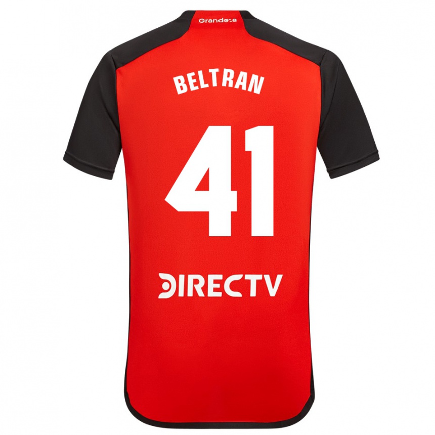 Kids Football Santiago Beltrán #41 Red Black White Away Jersey 2024/25 T-Shirt Nz