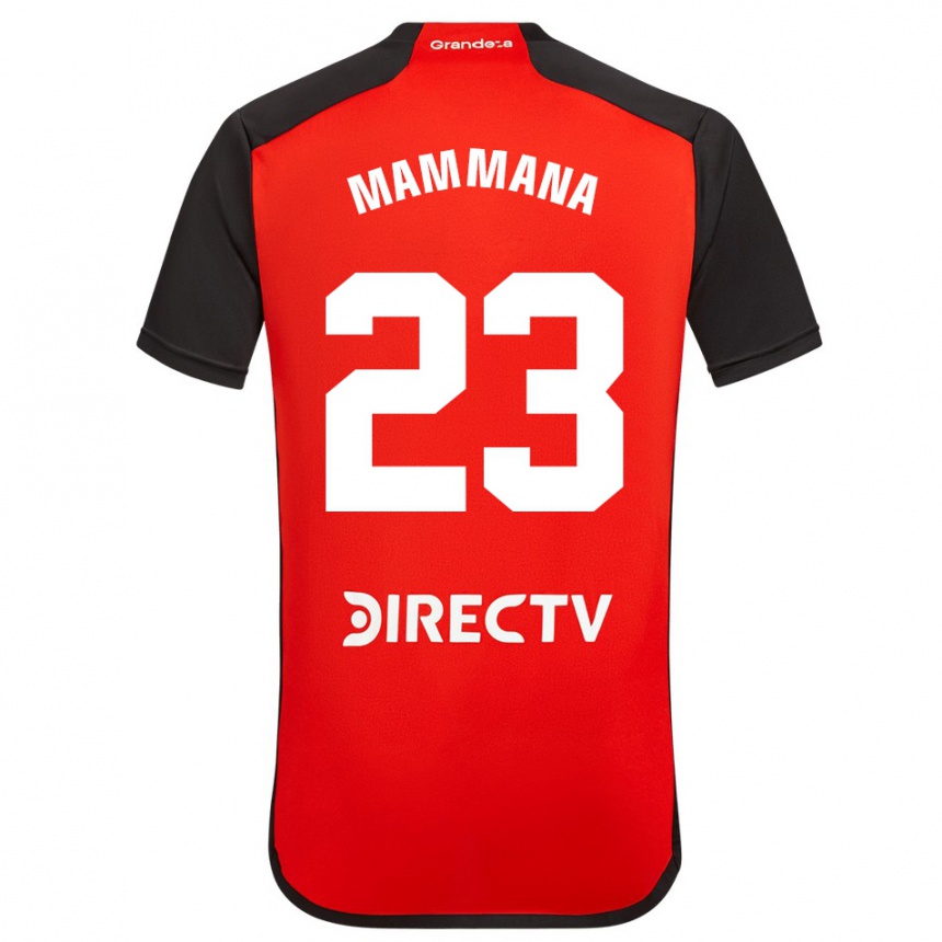 Kids Football Emanuel Mammana #23 Red Black White Away Jersey 2024/25 T-Shirt Nz