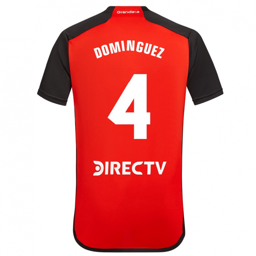 Kids Football Evelyn Sofía Domínguez #4 Red Black White Away Jersey 2024/25 T-Shirt Nz