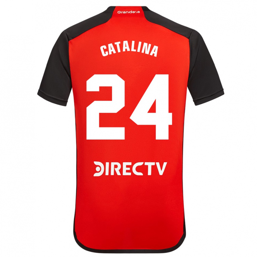 Kids Football Catalina Julia Primo #24 Red Black White Away Jersey 2024/25 T-Shirt Nz