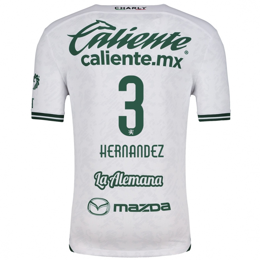 Kids Football Pedro Hernández #3 White Green Away Jersey 2024/25 T-Shirt Nz