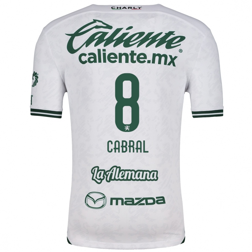 Kids Football Luciano Cabral #8 White Green Away Jersey 2024/25 T-Shirt Nz