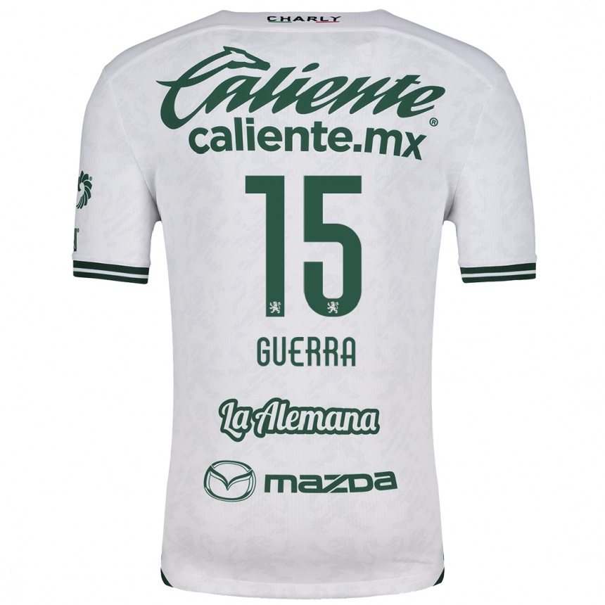 Kids Football Edgar Guerra #15 White Green Away Jersey 2024/25 T-Shirt Nz