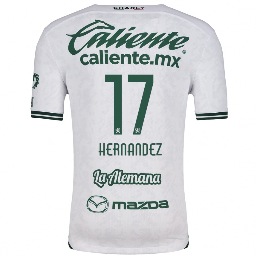 Kids Football Daniel Hernández #17 White Green Away Jersey 2024/25 T-Shirt Nz