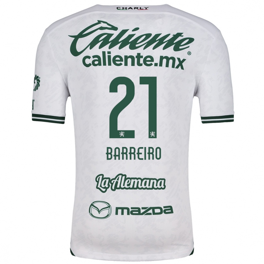 Kids Football Stiven Barreiro #21 White Green Away Jersey 2024/25 T-Shirt Nz