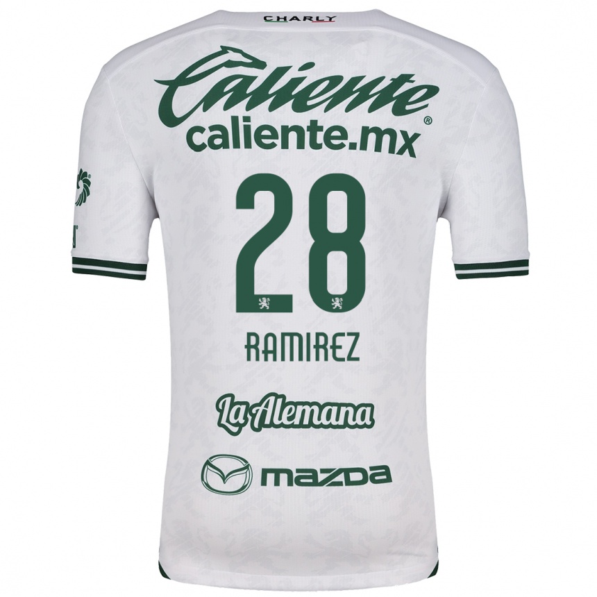 Kids Football David Ramírez #28 White Green Away Jersey 2024/25 T-Shirt Nz