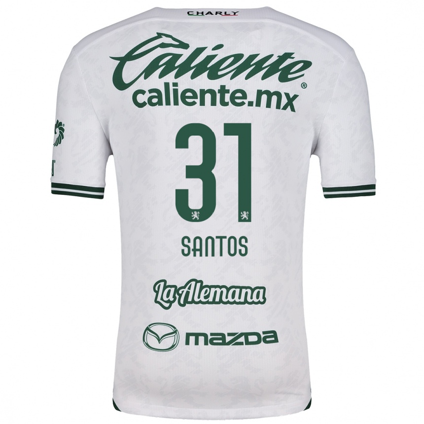 Kids Football Sebastián Santos #31 White Green Away Jersey 2024/25 T-Shirt Nz