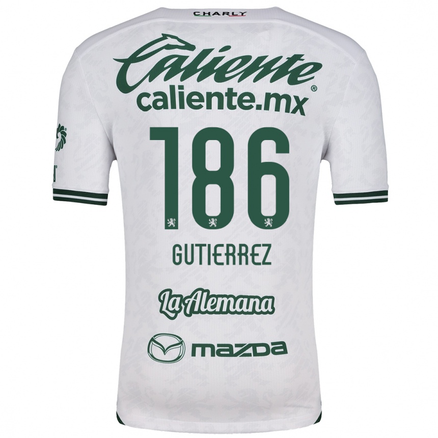 Kids Football Alan Gutiérrez #186 White Green Away Jersey 2024/25 T-Shirt Nz