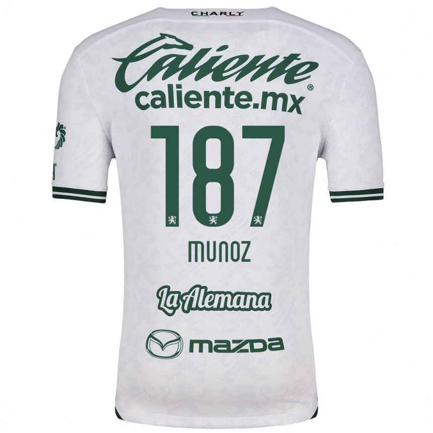 Kids Football Diego Muñoz #187 White Green Away Jersey 2024/25 T-Shirt Nz