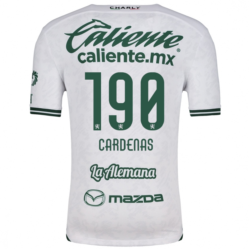 Kids Football Emilio Cárdenas #190 White Green Away Jersey 2024/25 T-Shirt Nz