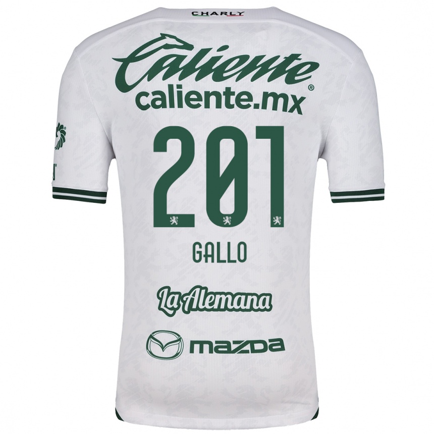 Kids Football Andrés Gallo #201 White Green Away Jersey 2024/25 T-Shirt Nz