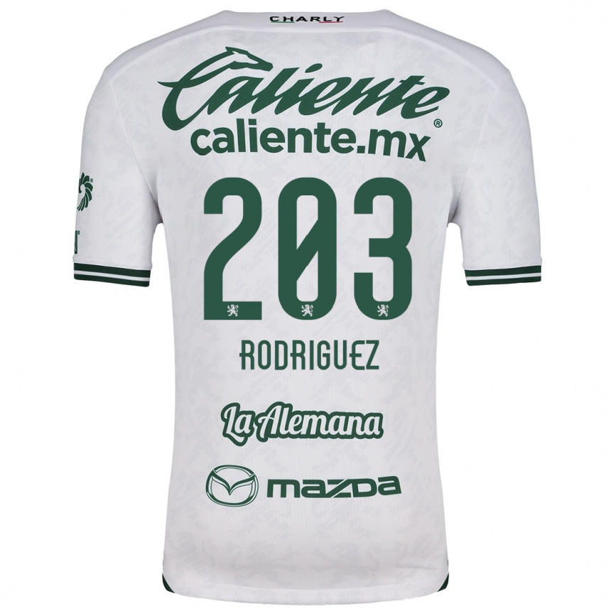 Kids Football César Rodríguez #203 White Green Away Jersey 2024/25 T-Shirt Nz