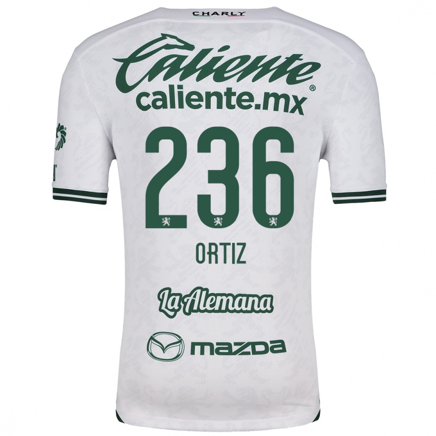 Kids Football Youssef Ortiz #236 White Green Away Jersey 2024/25 T-Shirt Nz