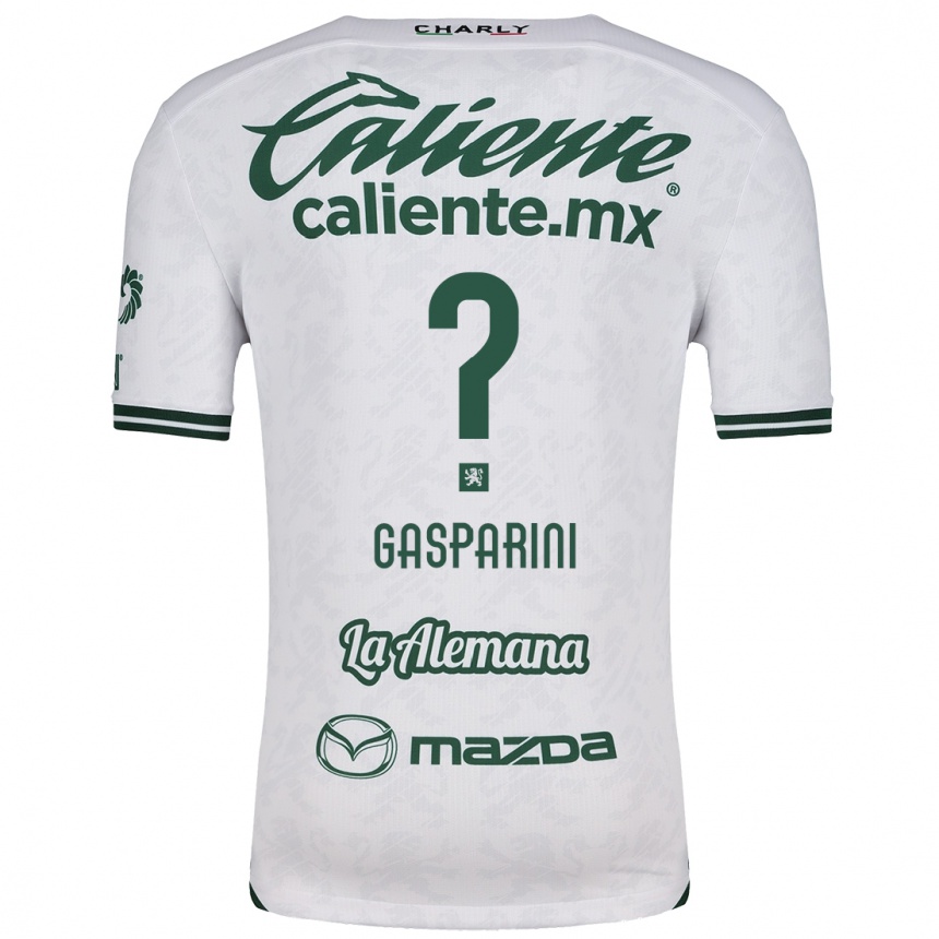 Kids Football Joaquín Gasparini #0 White Green Away Jersey 2024/25 T-Shirt Nz