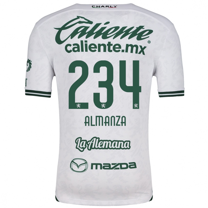 Kids Football Román Almanza #234 White Green Away Jersey 2024/25 T-Shirt Nz