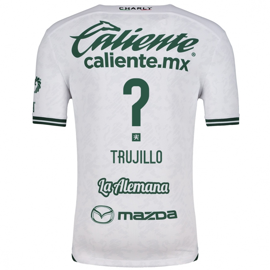 Kids Football Diego Trujillo #0 White Green Away Jersey 2024/25 T-Shirt Nz