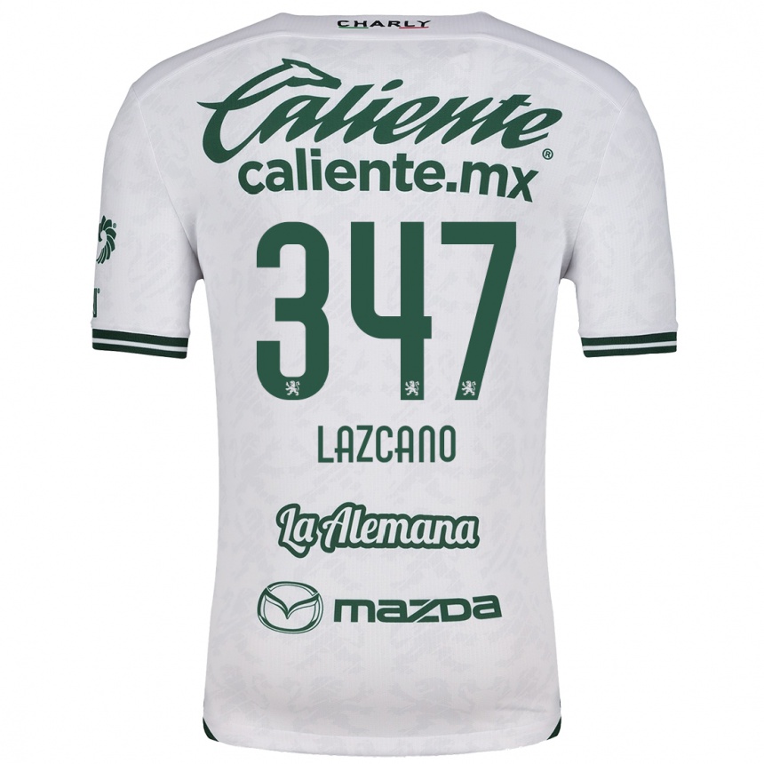 Kids Football Evan Lazcano #347 White Green Away Jersey 2024/25 T-Shirt Nz