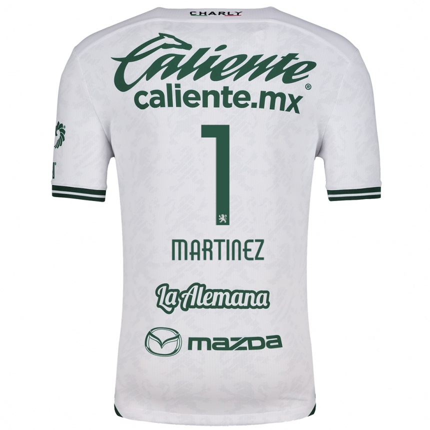 Kids Football Angeles Martínez #1 White Green Away Jersey 2024/25 T-Shirt Nz