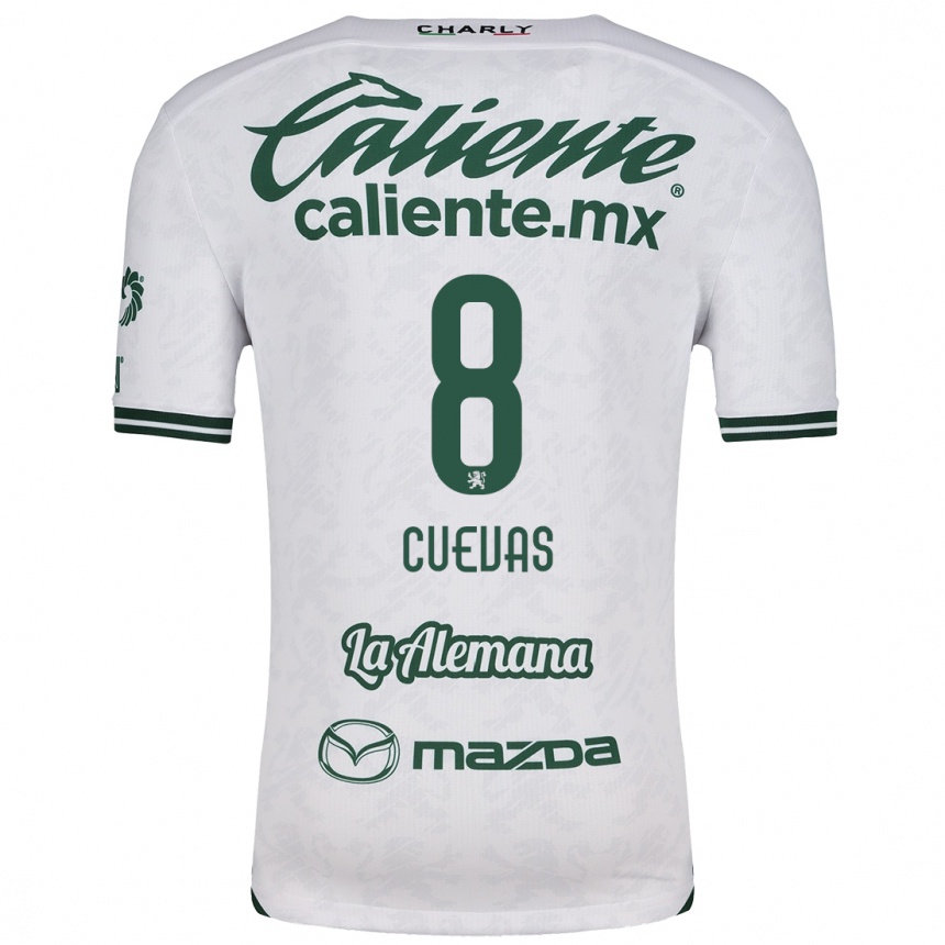 Kids Football Lucero Cuevas #8 White Green Away Jersey 2024/25 T-Shirt Nz