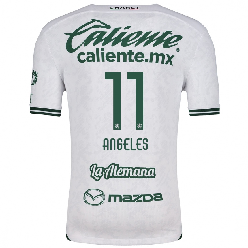 Kids Football Lizbeth Ángeles #11 White Green Away Jersey 2024/25 T-Shirt Nz