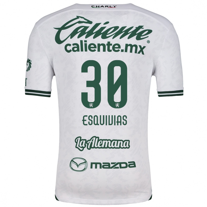 Kids Football Isabela Esquivias #30 White Green Away Jersey 2024/25 T-Shirt Nz