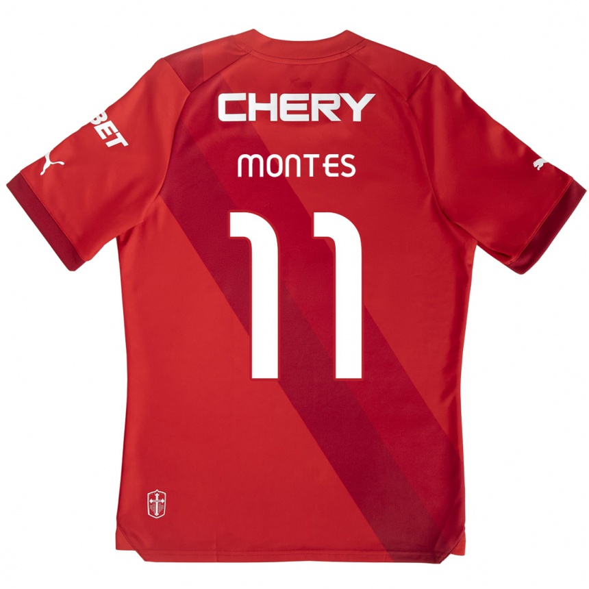 Kids Football Clemente Montes #11 Red White Away Jersey 2024/25 T-Shirt Nz