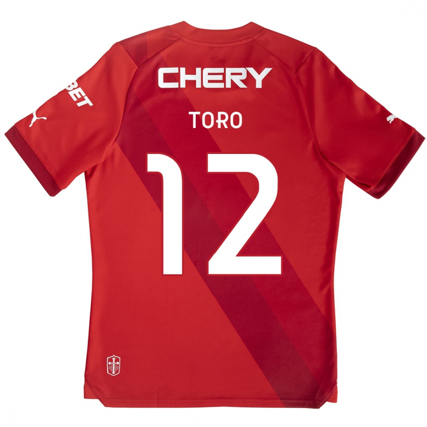 Kids Football Ian Toro #12 Red White Away Jersey 2024/25 T-Shirt Nz